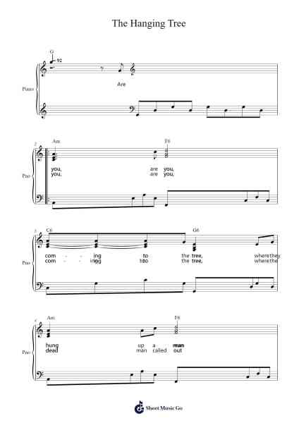 The Hanging Tree Ноты для фортепиано от James Newton Howard-Arr.Saulsey