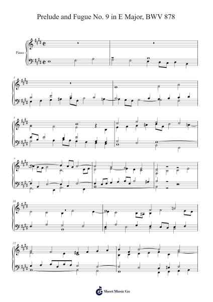 The Well-Tempered Clavier, Book II: Prelude and Fugue No. 9 in E Major, BWV 878 Sheet Music by Johann Sebastian Bach-Arr.Ldad Jeanvan