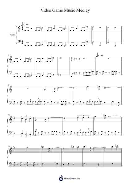 Video Game Music Medley Sheet Music by undefined-Arr.Linee Bushsopp