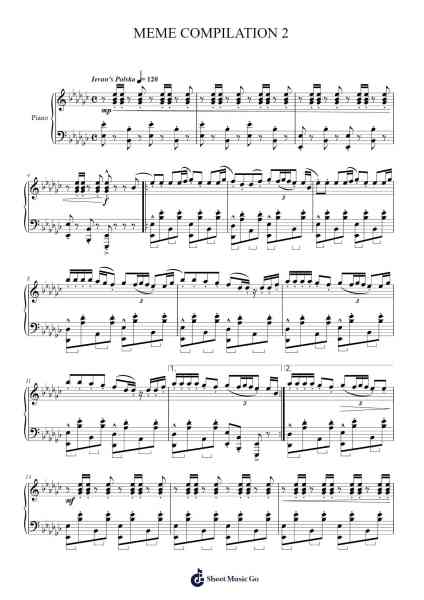 MEME COMPILATION 2 - EZ Piano Solo Sheet Music by Esther Marotta-Arr.Joejosh Demptout