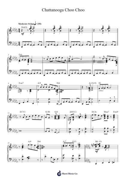 Chattanooga Choo Choo Sheet Music by Floyd Cramer/Harpers Bizarre/Tuxedo Junction-Arr.Armlogg Maugvelt