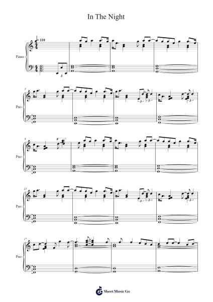 In The Night Sheet Music by The Weeknd-Arr.Bridrian