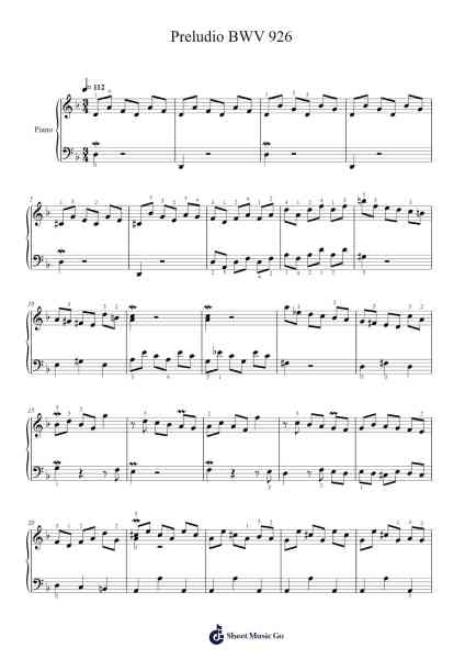 Prelude in D Minor, BWV 926 Sheet Music by Johann Sebastian Bach-Arr.Canzel