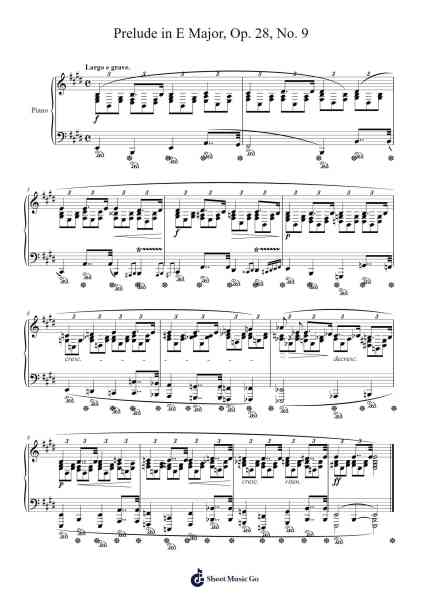 Prelude in E Major, Op. 28, No. 9 Sheet Music by Frédéric Chopin-Arr.Browningking