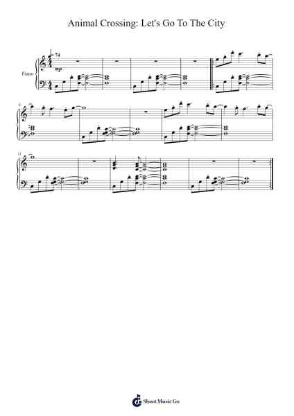 Animal Crossing: Let's Go To The City (City Folk) Sheet Music by Kazumi Totaka-Arr.Latbel Conler