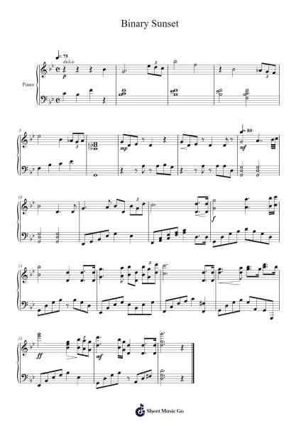 Binary Sunset Sheet Music by John Williams-Arr.Spenky Chloelith