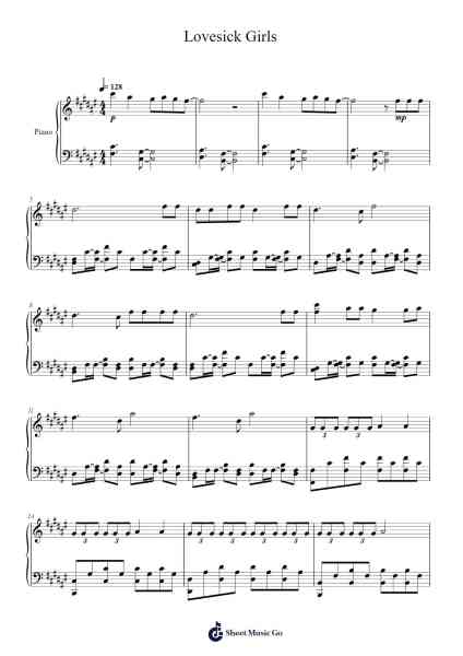 Lovesick Girls Musica per pianoforte di BLACKPINK - Arr.Urrite