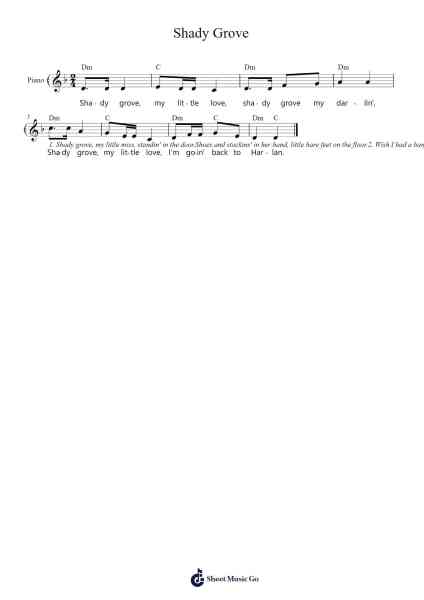 Shady Grove Sheet Music by Traditional-Arr.Tenings