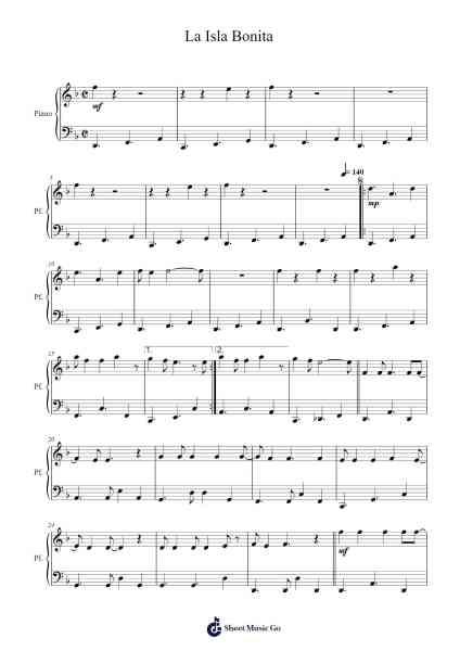 La Isla Bonita Sheet Music by Madonna-Arr.Sodwight