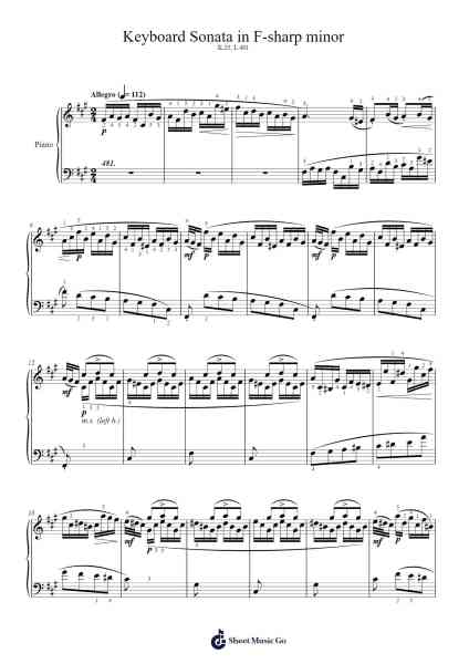 Keyboard Sonata in F-sharp Minor, K.25, L.481 Sheet Music by Domenico Scarlatti-Arr.Juddprice Maudrwood
