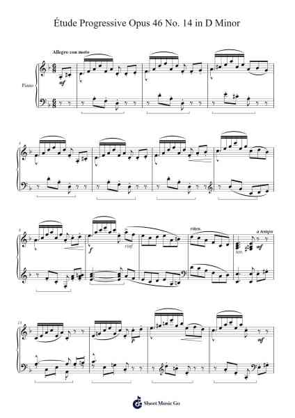 Étude Progressive Opus 46 No. 14 in D Minor Sheet Music by Stephen Heller-Arr.Wordcox Maxjack