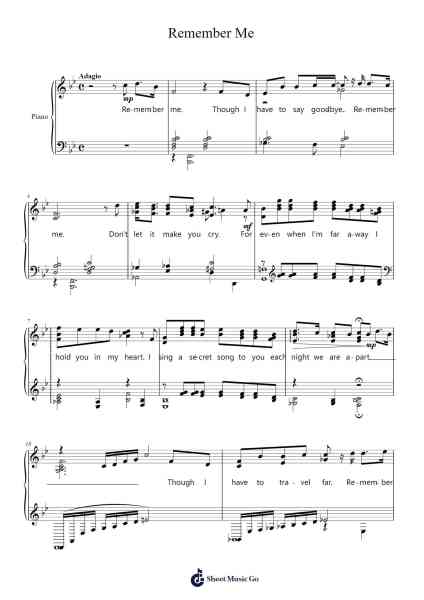 Remember Me Sheet Music by Kristen Anderson-Lopez/Robert Lopez-Arr.Hagpold