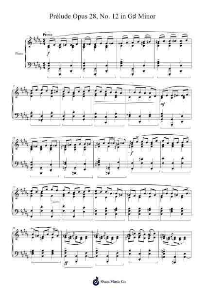 Prélude Op. 28, No. 12 in G-sharp Minor Sheet Music by Frédéric François Chopin-Arr.Morsedric