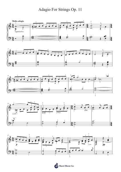 Adagio for Strings, Op. 11 Notenblatt von Samuel Barber-Arr.Paygill Noaho'neil