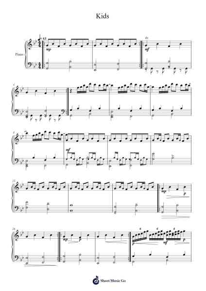 Kids Sheet Music by SURVIVE-Arr.Consclife Gosden