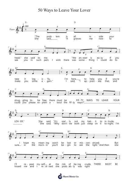 50 Ways to Leave Your Lover Sheet Music by Paul Simon-Arr.Leifres