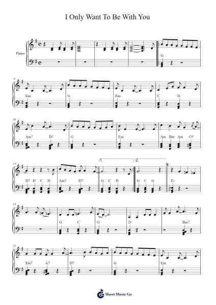 I Only Want To Be With You Sheet Music by Dusty Springfield-Arr.Gilesto Lindle
