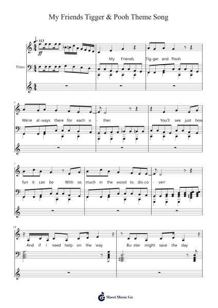 My Friends Tigger & Pooh Theme Song Sheet Music by Carrway-Arr.Georfoe