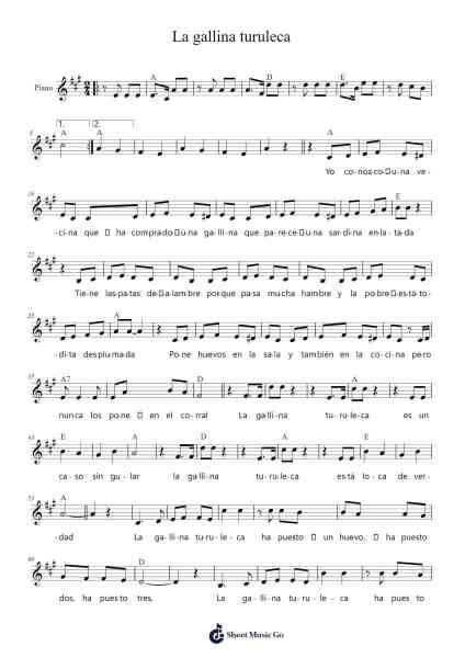 La gallina turuleca Sheet Music by Lázaro Salazar-Arr.Bloorfunk Hanlaine