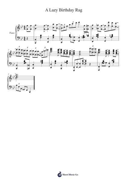 A Lazy Birthday Rag Sheet Music by Traditional-Arr.Wrighttab