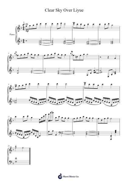 Clear Sky Over Liyue Sheet Music by Yu-Peng Chen-Arr.Panvier Oisendan