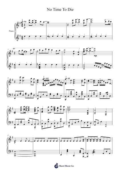 No Time To Die Sheet Music by Billie Eilish-Arr.Heliet