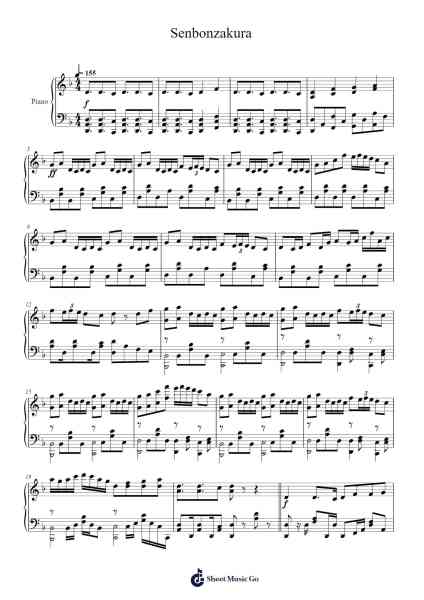 Senbonzakura Sheet Music by WhiteFlame (Kurousa-P)-Arr.Guntrine