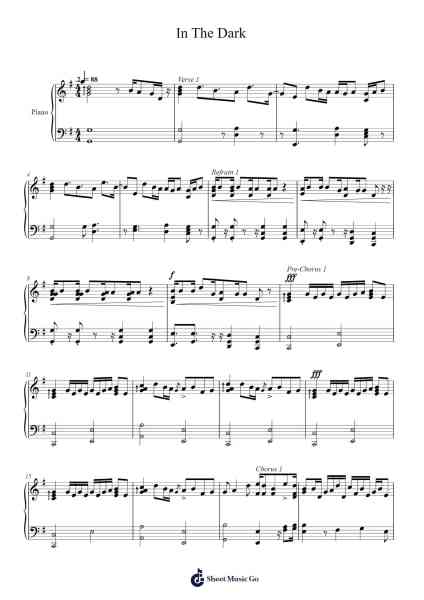 In The Dark Sheet Music by Camila Cabello-Arr.Benga