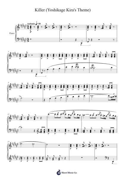Killer (Yoshikage Kira's Theme) 樂譜由 Yugo Kanno - 編曲 Markthur