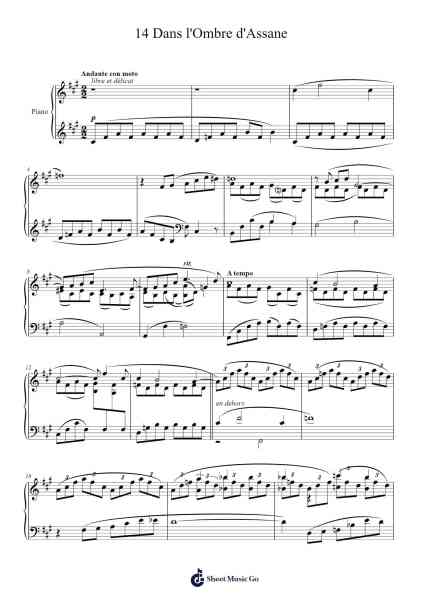 14 Dans l'Ombre d'Assane Sheet Music by Mathieu Lamoboley-Arr.Greengrant Darvice