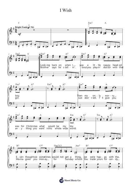 I Wish Sheet Music by Stevie Wonder-Arr.Urvien Browntha