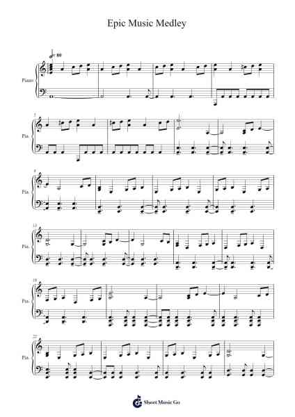 Epic Music Medley Sheet Music by Charel-Arr.Chrisphael Reedno