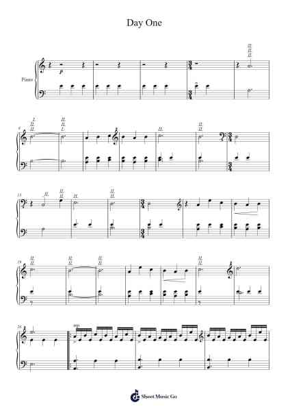 Day One 樂譜由 Hans Zimmer - 編曲 Belllas Priestsopp
