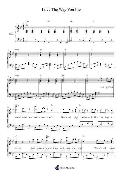 Love The Way You Lie Sheet Music by Eminem-Arr.Feleste Johnren