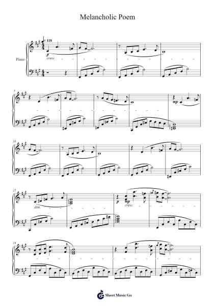 Melancholic Poem Sheet Music by Masao Aichi-Arr.O'Cakeats Leofunk