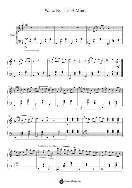 Waltz No. 1 in A Minor Sheet Music by Coppound Babbelle-Arr.Herloyd