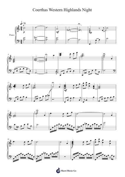 Coerthas Western Highlands Night Sheet Music by undefined-Arr.Shircent