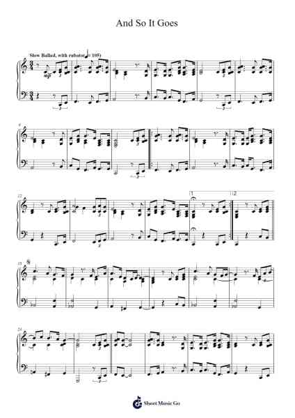 And So It Goes Sheet Music by Billy Joel-Arr.Chloekeats