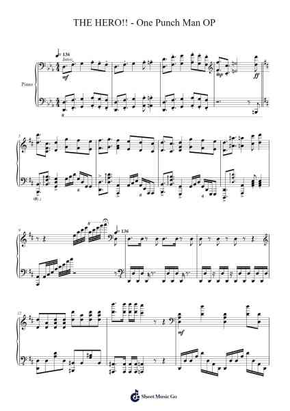 THE HERO!! - One Punch Man OP Sheet Music by undefined-Arr.Fasthue