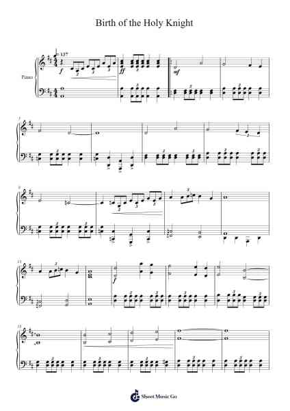 Birth of the Holy Knight Sheet Music by Yuka Tsujiyoko-Arr.Gracejosh