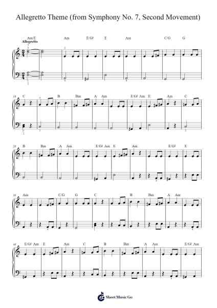 Symphony No. 7 in A Major, Op. 92: II. Allegretto Sheet Music by Ludwig van Beethoven-Arr.Everkeith Abters