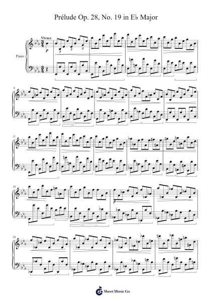 Prélude Op. 28, No. 19 in E♭ Major Sheet Music by Frédéric Chopin-Arr.Cropenn Brighted