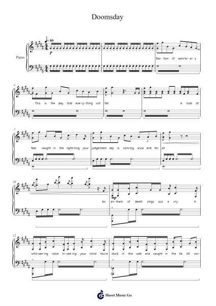 Doomsday Sheet Music by Derivakat-Arr.Fitchnolds Hartewy
