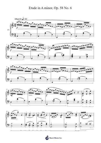 Etude in A minor, Op. 58 No. 6 Sheet Music by Ludvig Schytte-Arr.Holtlix