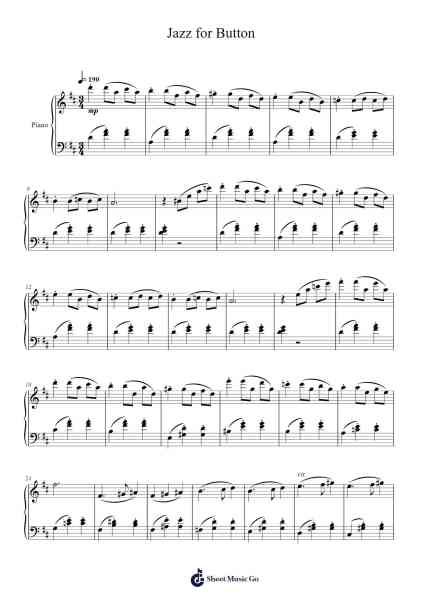 Jazz for Button Sheet Music by Yoko Kanno-Arr.Woolfleen Juskirk
