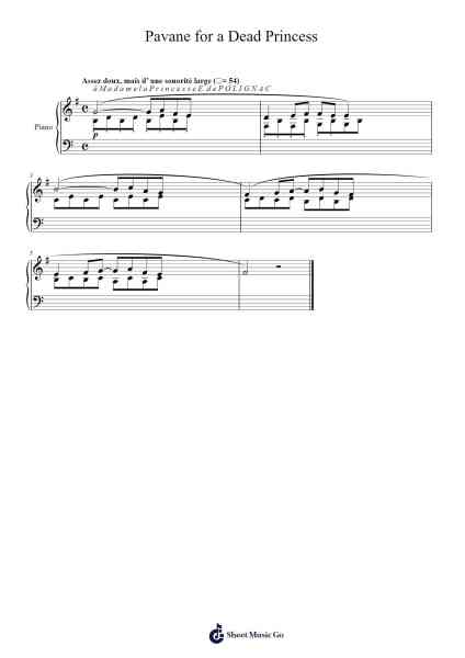 Pavane for a Dead Princess Sheet Music by Maurice Ravel-Arr.Canor
