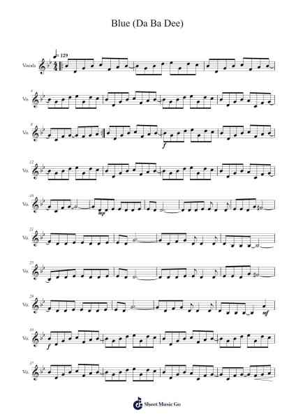 Blue (Da Ba Dee) Sheet Music by Eiffel 65-Arr.Tethew Wolfdwight