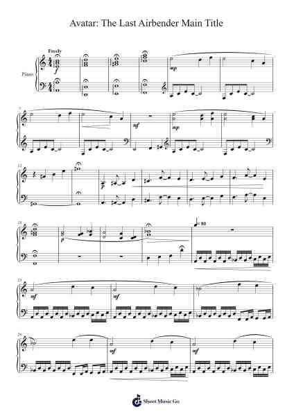Avatar: The Last Airbender Main Title Sheet Music by Jeremy Zuckerman-Arr.Hawroll Quilrel