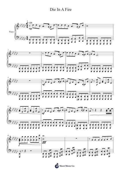 Die In A Fire Sheet Music by The Living Tombstone-Arr.Canme