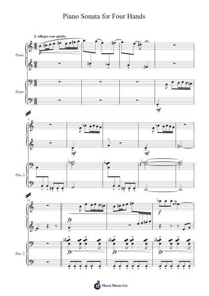 Piano Sonata for Four Hands Sheet Music by Montbrook-Arr.Ertes